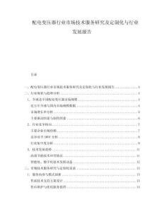 配電變壓器行業市場技術服務研究及定制化與行業發展報告