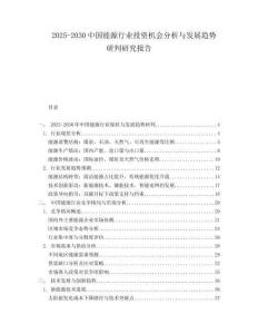 2025-2030中國(guó)能源行業(yè)投資機(jī)會(huì)分析與發(fā)展趨勢(shì)研判研究報(bào)告