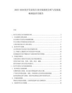 2025-2030醫療信息化行業市場現狀分析與發展戰略規劃詳盡報告