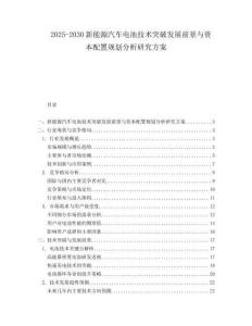 2025-2030新能源汽車電池技術突破發展前景與資本配置規劃分析研究方案