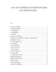 2025-2030中國智能家電行業市場詳細分析及創新方向與商業機會研究報告