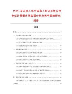 2026至未來5年中國有人職守無線公用電話計費器市場數(shù)據(jù)分析及競爭策略研究報告