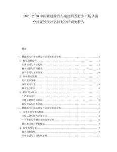 2025-2030中國(guó)新能源汽車電池研發(fā)行業(yè)市場(chǎng)供需分析及投資評(píng)估規(guī)劃分析研究報(bào)告