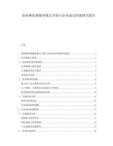 創(chuàng)業(yè)孵化器服務(wù)模式升級(jí)與企業(yè)成功因素研究報(bào)告