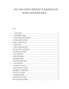 2025-2030中國再生資源回收產(chǎn)業(yè)市場現(xiàn)狀及可持續(xù)發(fā)展與投資前景研究報告