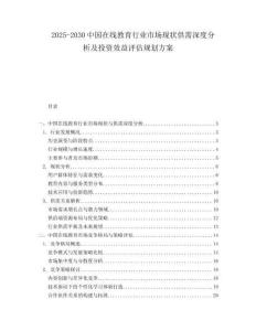 2025-2030中國在線教育行業市場現狀供需深度分析及投資效益評估規劃方案