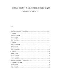 布基納法索棉花種植業供應鏈現狀供需調研及投資產業協同規劃分析報告