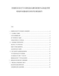 傳媒娛樂綜藝節目劇院演出播客影視作品創意營銷收視率問題成因分析評估規劃報告
