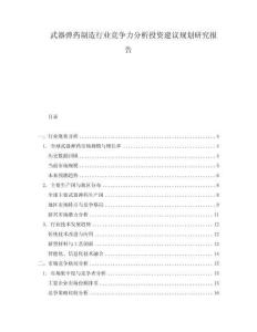 武器彈藥制造行業競爭力分析投資建議規劃研究報告