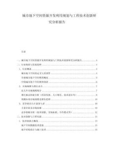 城市地下空間資源開發利用規劃與工程技術創新研究分析報告