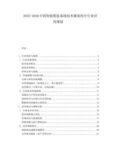 2025-2030中國智能假肢系統技術康復醫療行業應用規劃