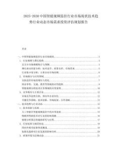 2025-2030中國智能視頻監控行業市場現狀技術趨勢行業動態市場需求投資評估規劃報告
