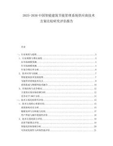 2025-2030中國智能建筑節能管理系統供應商技術方案比較研究評估報告