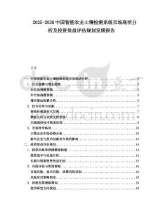 2025-2030中國智能農(nóng)業(yè)土壤檢測系統(tǒng)市場現(xiàn)狀分析及投資效益評估規(guī)劃發(fā)展報告