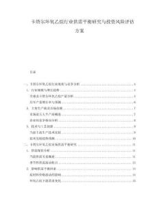 卡塔爾環(huán)氧乙烷行業(yè)供需平衡研究與投資風險評估方案