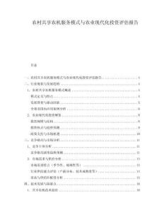 農(nóng)村共享農(nóng)機(jī)服務(wù)模式與農(nóng)業(yè)現(xiàn)代化投資評估報(bào)告