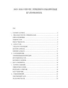 2025-2030中國中鐵工程集團海外市場品牌形象建設與管理機制優化