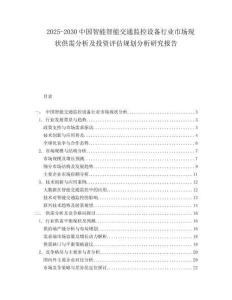 2025-2030中國智能智能交通監控設備行業市場現狀供需分析及投資評估規劃分析研究報告