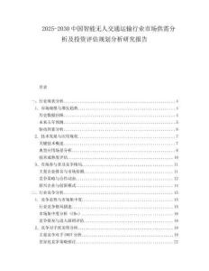 2025-2030中國智能無人交通運輸行業市場供需分析及投資評估規劃分析研究報告