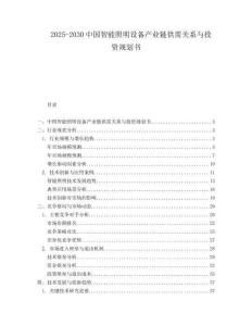 2025-2030中國智能照明設備產業鏈供需關系與投資規劃書