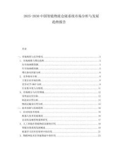 2025-2030中國智能物流倉儲系統市場分析與發展趨勢報告