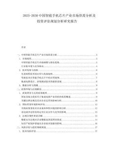 2025-2030中國智能手機芯片產業市場供需分析及投資評估規劃分析研究報告