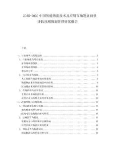 2025-2030中國智能物流技術及應用市場發展前景評估預測規劃管理研究報告