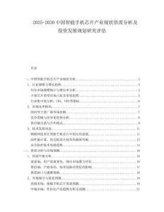 2025-2030中國智能手機芯片產業現狀供需分析及投資發展規劃研究評估