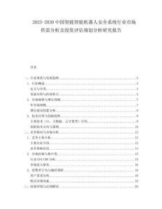 2025-2030中國智能智能機器人安全系統行業市場供需分析及投資評估規劃分析研究報告