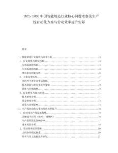 2025-2030中國智能制造行業核心問題考察及生產線自動化方案與勞動效率提升實際