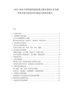 2025-2030中國智能智能機器人服務(wù)系統(tǒng)行業(yè)市場供需分析及投資評估規(guī)劃分析研究報告