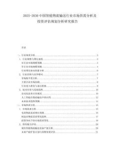 2025-2030中國智能物流輸送行業市場供需分析及投資評估規劃分析研究報告