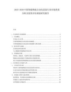 2025-2030中國(guó)智能物流自動(dòng)化設(shè)備行業(yè)市場(chǎng)供需分析及投資評(píng)估規(guī)劃研究報(bào)告