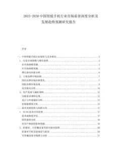 2025-2030中國智能手機行業市場前景深度分析及發展趨勢預測研究報告