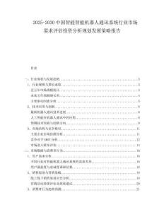 2025-2030中國智能智能機器人通訊系統行業市場需求評估投資分析規劃發展策略報告