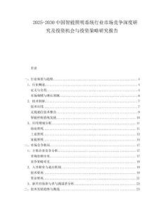 2025-2030中國智能照明系統行業市場競爭深度研究及投資機會與投資策略研究報告