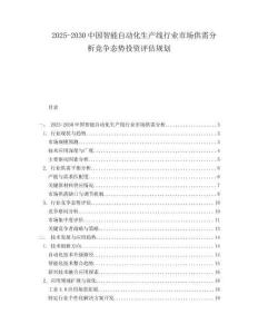 2025-2030中國智能自動化生產線行業市場供需分析競爭態勢投資評估規劃