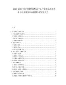 2025-2030中國智能物流配送中心行業市場現狀供需分析及投資評估規劃分析研究報告