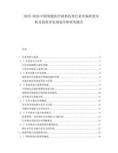 2025-2030中國智能醫療納米技術行業市場供需分析及投資評估規劃分析研究報告