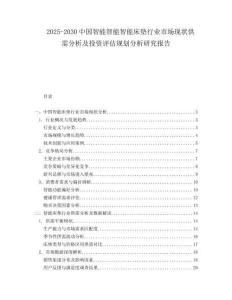 2025-2030中國智能智能智能床墊行業市場現狀供需分析及投資評估規劃分析研究報告