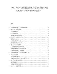 2025-2030中國智能醫療信息化行業競爭格局供需現狀及產業發展規劃分析研究報告