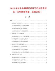 2026年抬手曲柄螺釘項目可行性研究報告（市場數(shù)據(jù)調(diào)查、監(jiān)測研究）
