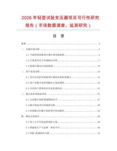 2026年輕型試驗變壓器項目可行性研究報告（市場數(shù)據(jù)調(diào)查、監(jiān)測研究）