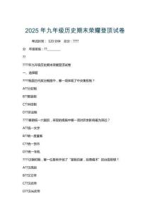 2025年九年級(jí)歷史期末榮耀登頂試卷