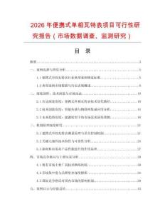 2026年便攜式單相瓦特表項(xiàng)目可行性研究報(bào)告（市場數(shù)據(jù)調(diào)查、監(jiān)測研究）