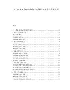 2025-2030中小企業(yè)數(shù)字化轉(zhuǎn)型指導(dǎo)意見實(shí)施效果