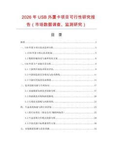 2026年USB外置卡項目可行性研究報告（市場數(shù)據(jù)調(diào)查、監(jiān)測研究）