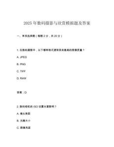 2025年數碼攝影與欣賞模擬題及答案