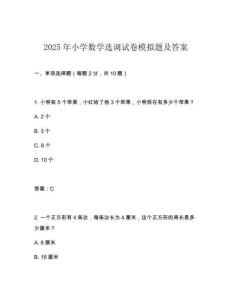 2025年小學數學選調試卷模擬題及答案
