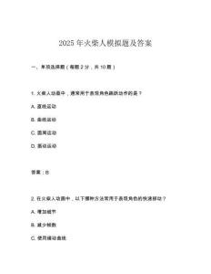 2025年火柴人模擬題及答案